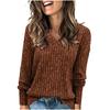 European & American Women's V-Neck T-Shirt with Short/Long Sleeves - Ribbed & Brushed Fashion Top, 2023 Edition