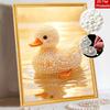 DIY Framed Pearl Painting Kit Cute Little Yellow Duck Sparkling Bead Art Canvas Ready To Display Desk Decor Home Office Craft Gift