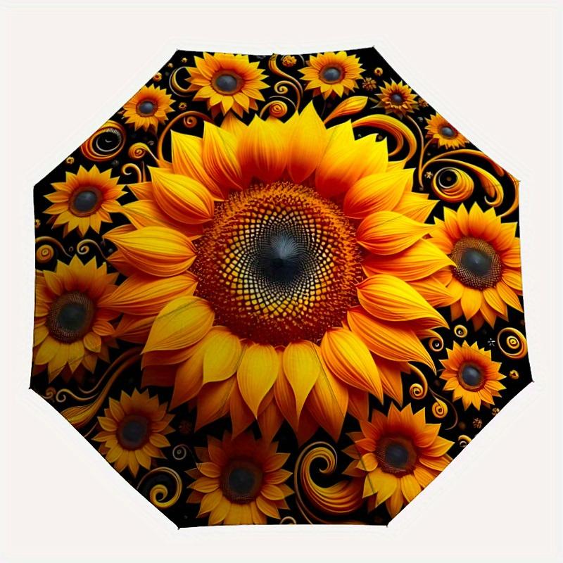 1pc Sunflower Mandala Automatic Open/Close Umbrella, Portable Folding umbrella for Everyday Use yy250826075