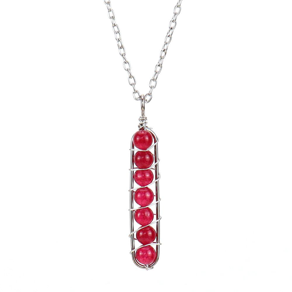 Hand-Wound Colorful Beaded Crystal Agate U-Shaped Pendant Necklace N122