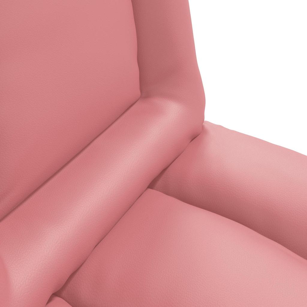 Adjustable Floor Footstool Pink Faux Leather