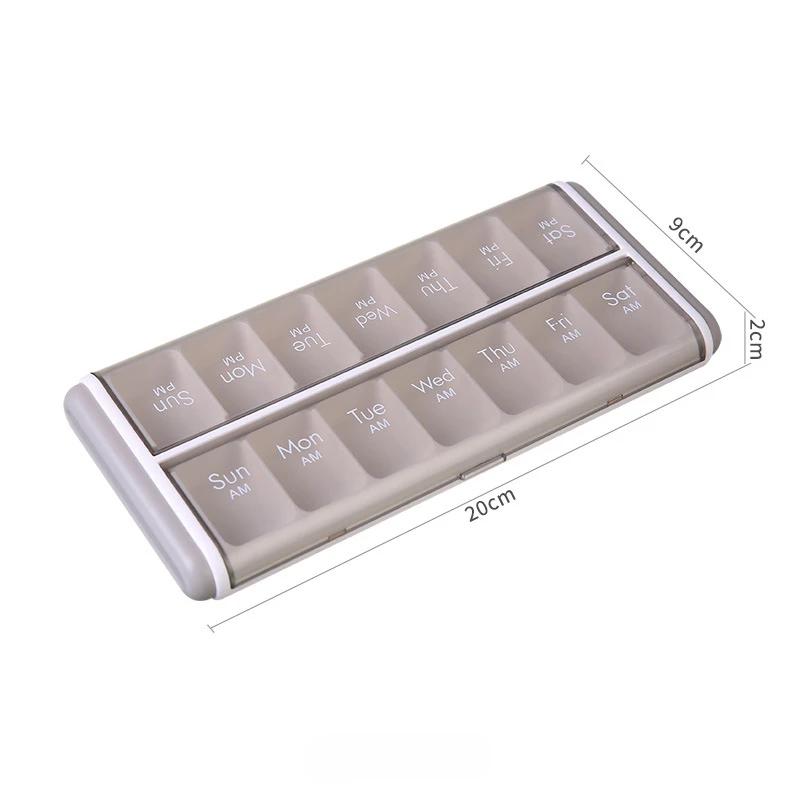 Dustproof and Moisture-proof Plastic Box, Double Row Compartment Sealed, 14 Compartment Medicine Storage and Packaging Box