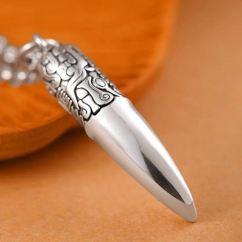 Creative Ethnic Style glossy Necklace Keel chains Banquet faceted wolf tooth Pendant for Men's Retro Jewelry