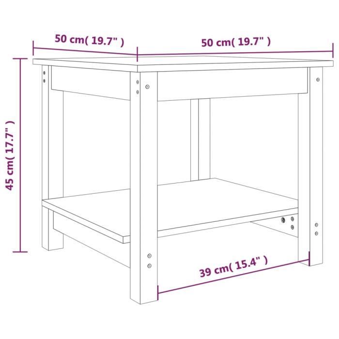 VidaXL Table basse 50x50x45 cm Bois massif de pin 822277