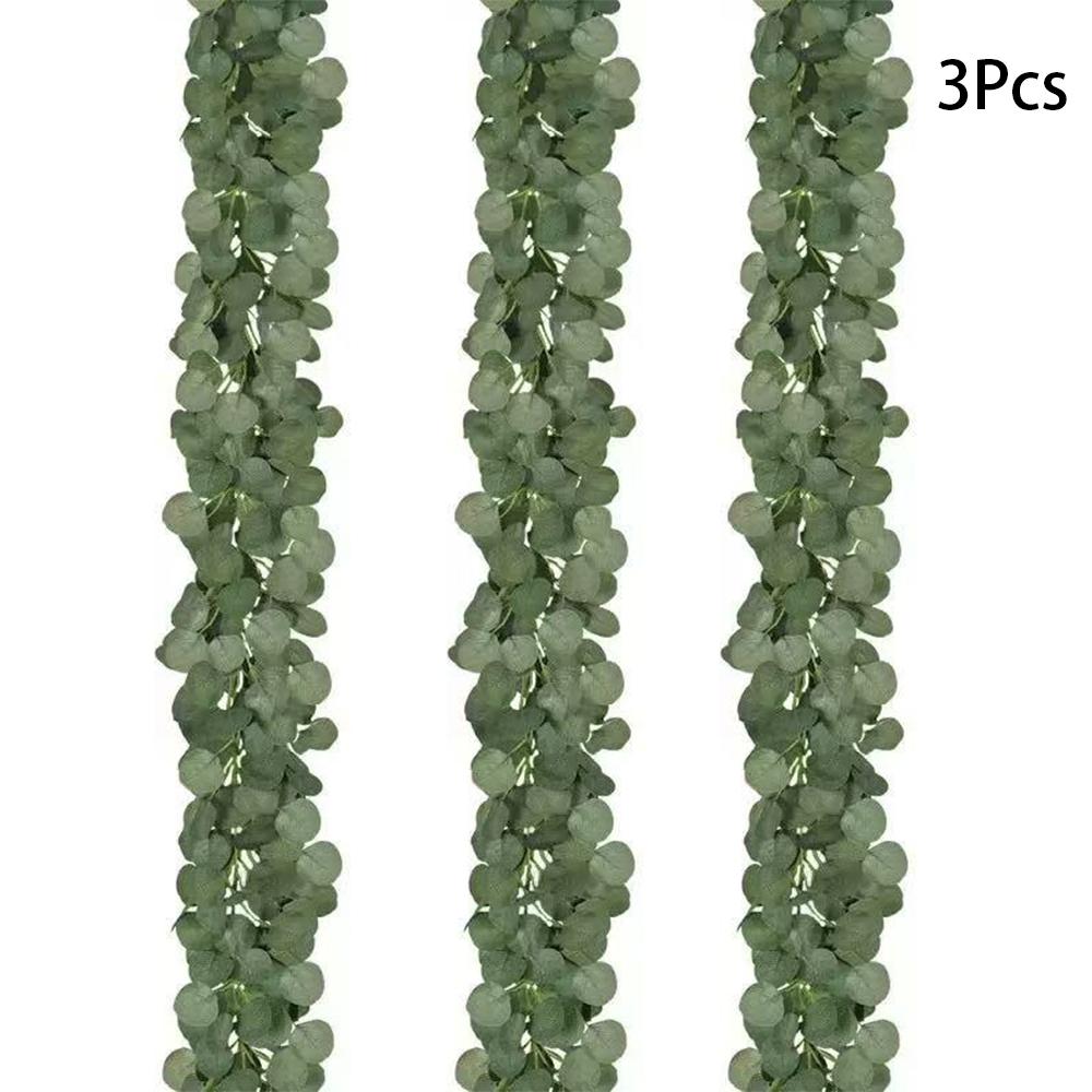 Runtowo 3pcs 220cm Eucalyptus Garland Artificial Eucalyptus Leave Fake Plant Eucalyptus Leaves Hanging Vine Wedding Arch Decor