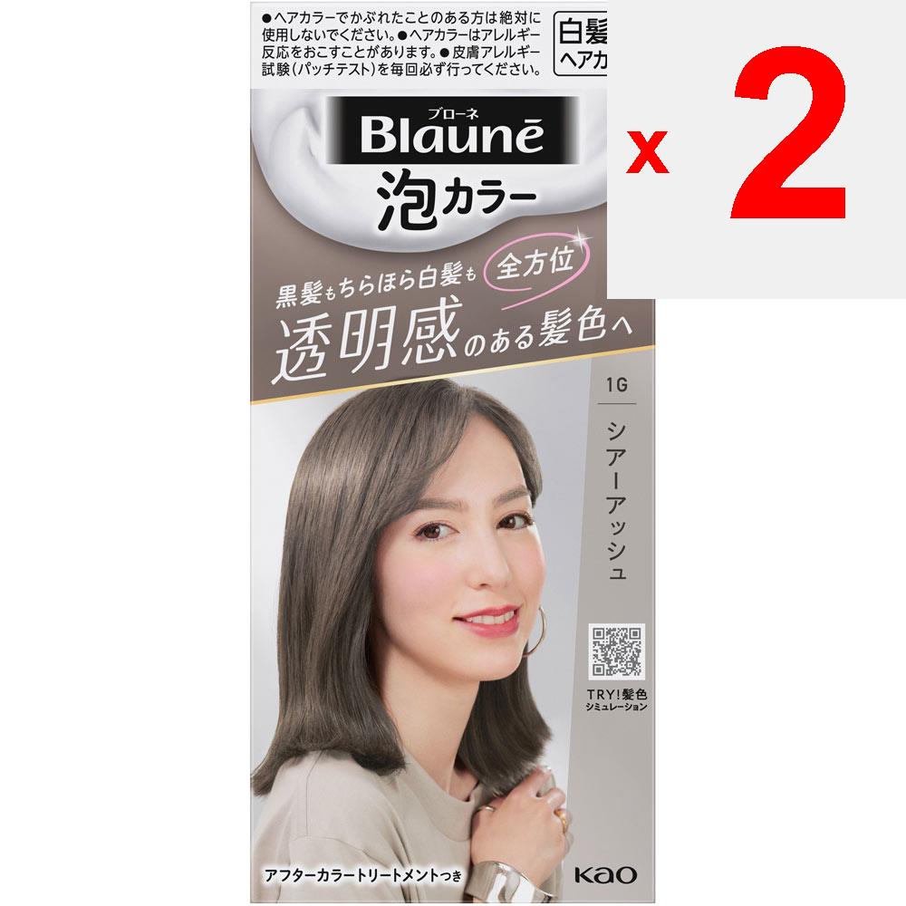 KAO Blaune Bubble Color 1G Sheer Ash 108ml (Quasi-Droge) Schaum für ergrauendes Haar Coloration für graues Haar Zur Verwendung während des gesamten Färbeprozesses (Einmal uns
