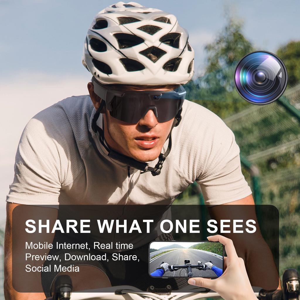 Action-Sonnenbrille zum Radfahren 4K HD KI-Smart-Brille 64G ROM Sportkamera-Sonnenbrille Outdoor-Fahrradfahrer Video-Rekorder Walk Cam