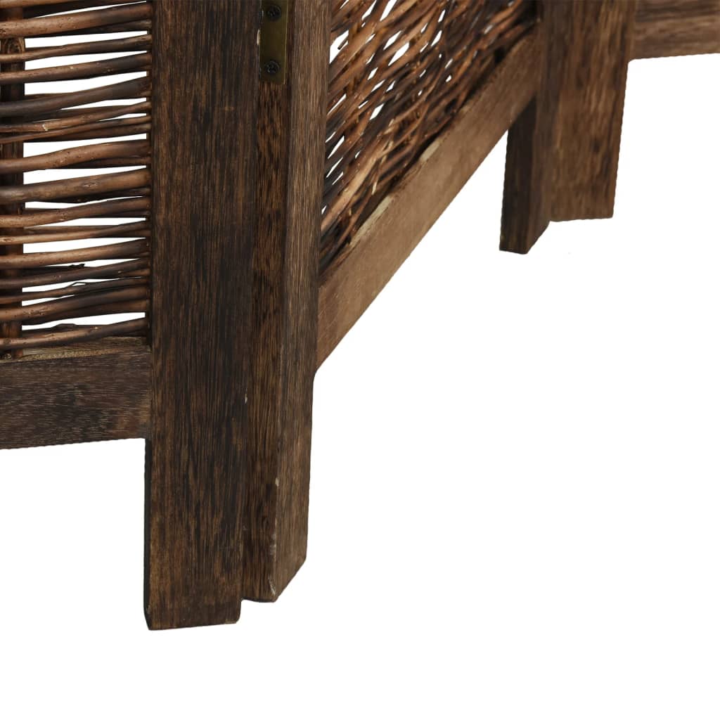 4 Piece Room Divider Dark Brown Solid Paulownia Wood