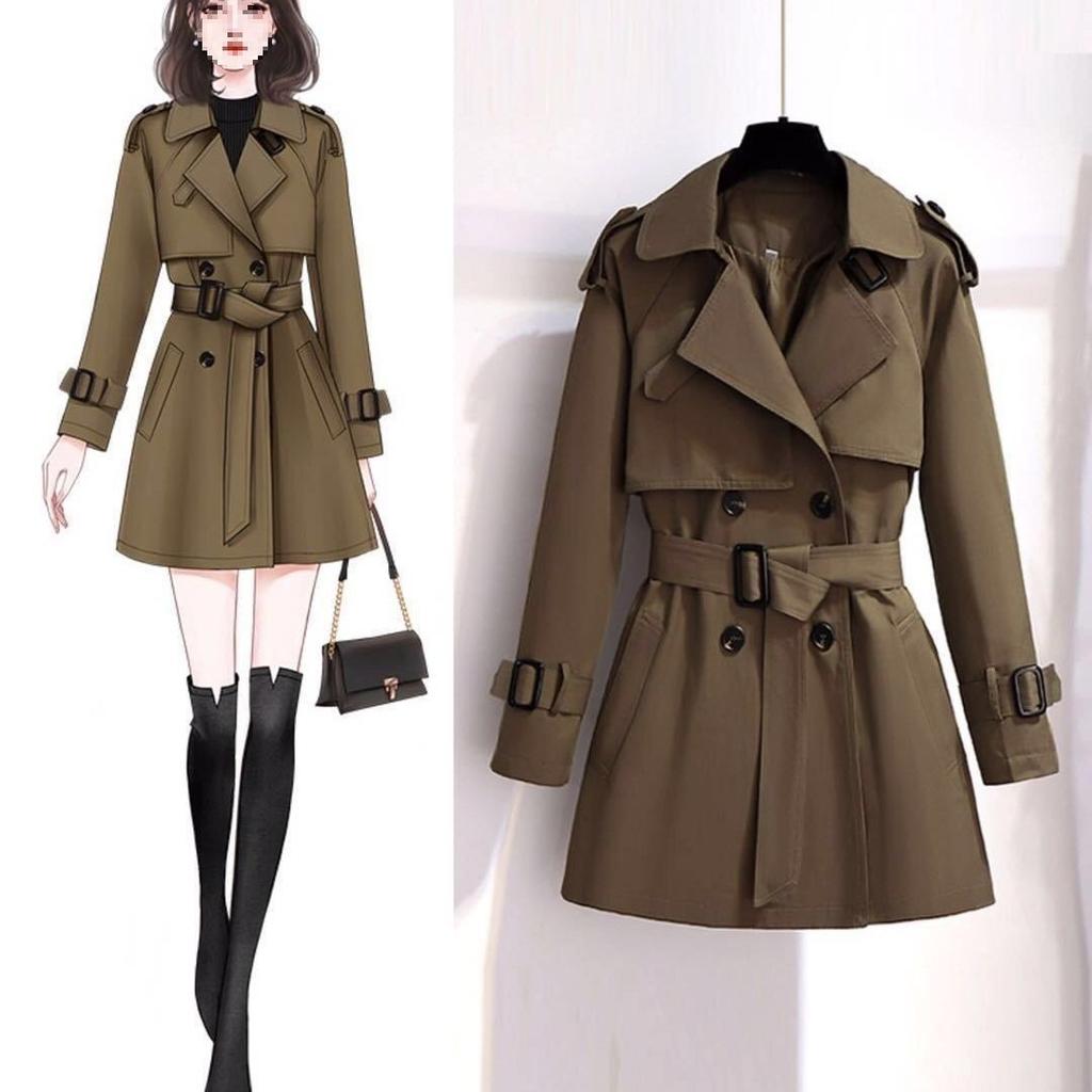 Short Trench Coat for Women, Mid-length British Style, Slim Spring and Autumn Casual Jacket