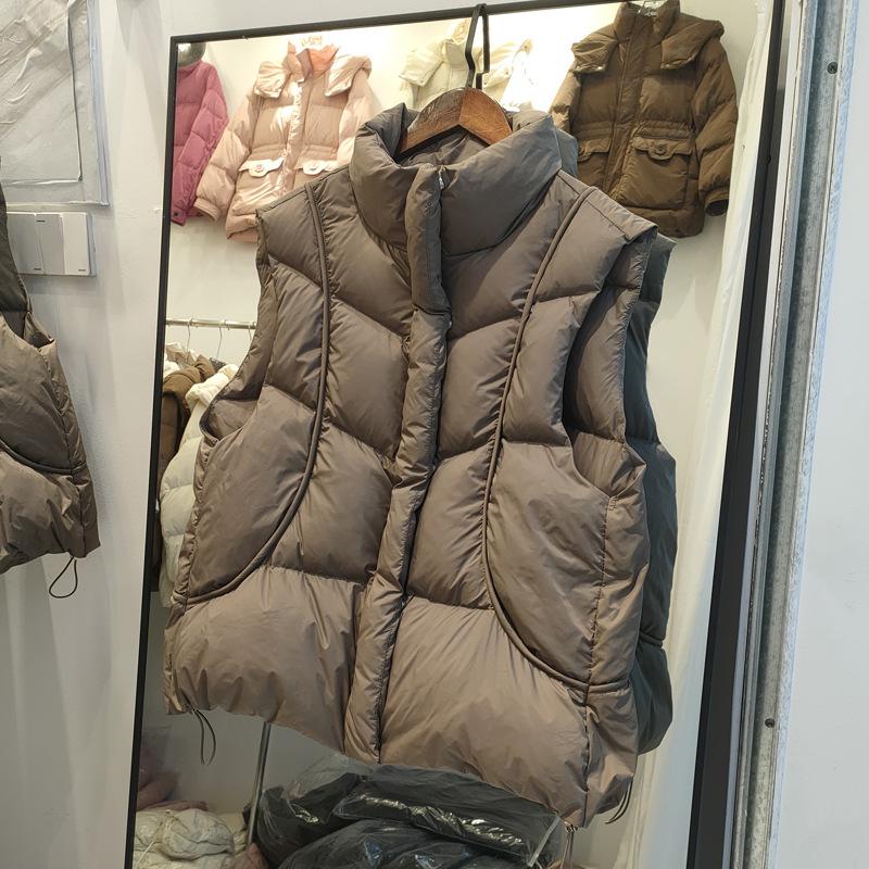 

Женский пуховый жилет в европейском стиле: Мягкий, Утепленный, 90% утиный пух, Воротник-стойка для осени/зимы Medium хаки