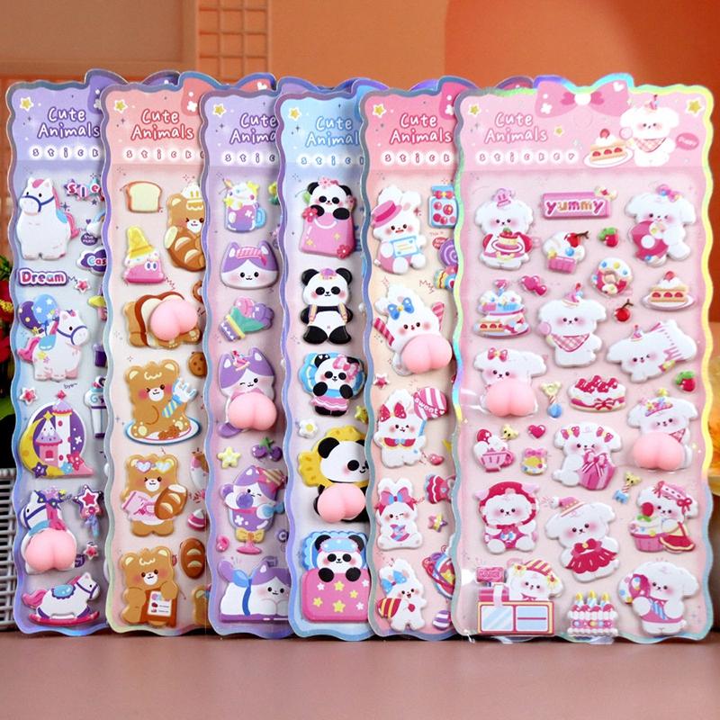 Nekoni 3D Cute Stickers Cartoon Animal Puff Sticker Diy Stickers For Scrapbooks Planner Journals Laptops Phone Case Decoration