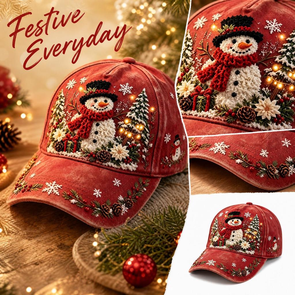Baseball for Men Women, Retro Curved Christmas Digital Print, Vintage