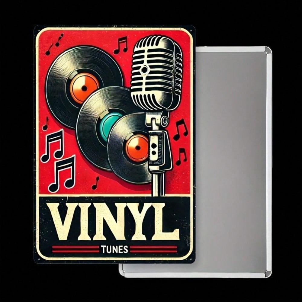 Vintage Microphone Tin Sign Music Retro Wall Decor Rustic Bar Metal Art Gift