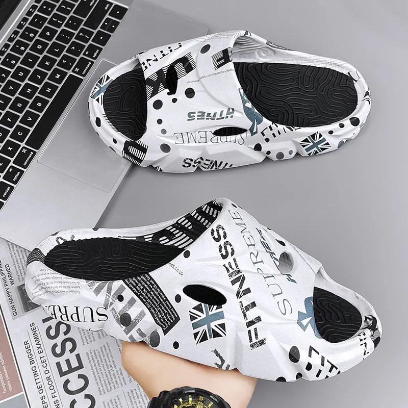 Fashion Slippers Men Casual EVA Soft Sole  Trend Thick Platform Outdoor Beach Shoes Couple Indoor Home Slides Bathroom Non-slip Slides