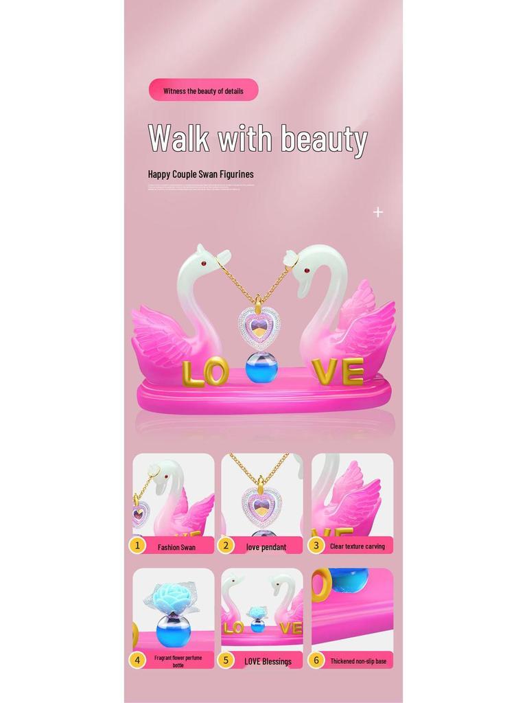 Elegance Swan Couple Car Ornaments - High-End Perfume Decor for Center Console