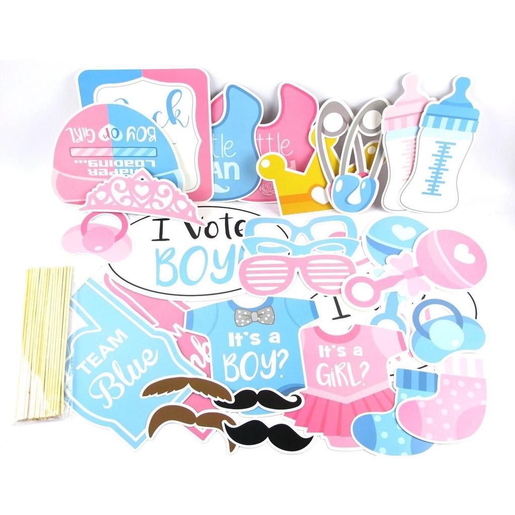 Gender Reveal Party Photo Props: Baby Style Mustache Set