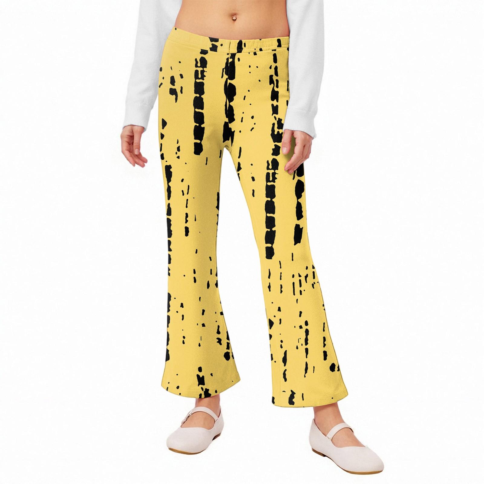 

Расклешенные леггинсы для девочек - Брюки-клеш с принтом 160 жёлтый