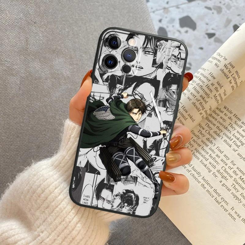 Attack On Titan Eren Jaeger Phone Case For iPhone 15 13 14 12 11 Pro MAX XR X XS SE 7 8 Plus Mini Soft Black Anime Mobile Case