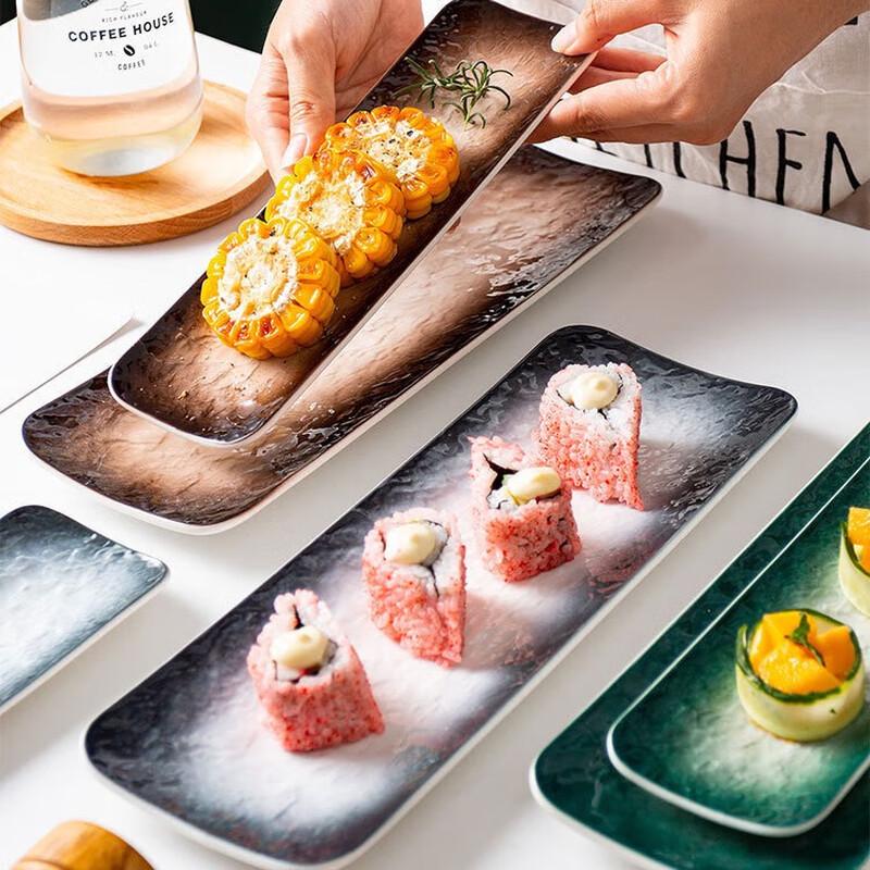 Stone Pattern Ceramic Rectangular Serving Plate Large