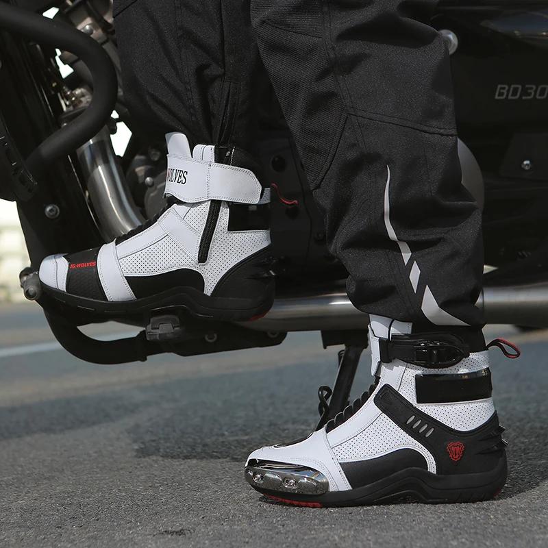New Motorcycle Boots Men Leather Motos Breathable Anti Slip Wear-Resistant Riders Boots Motorbike Racing Ankle Length Shoes