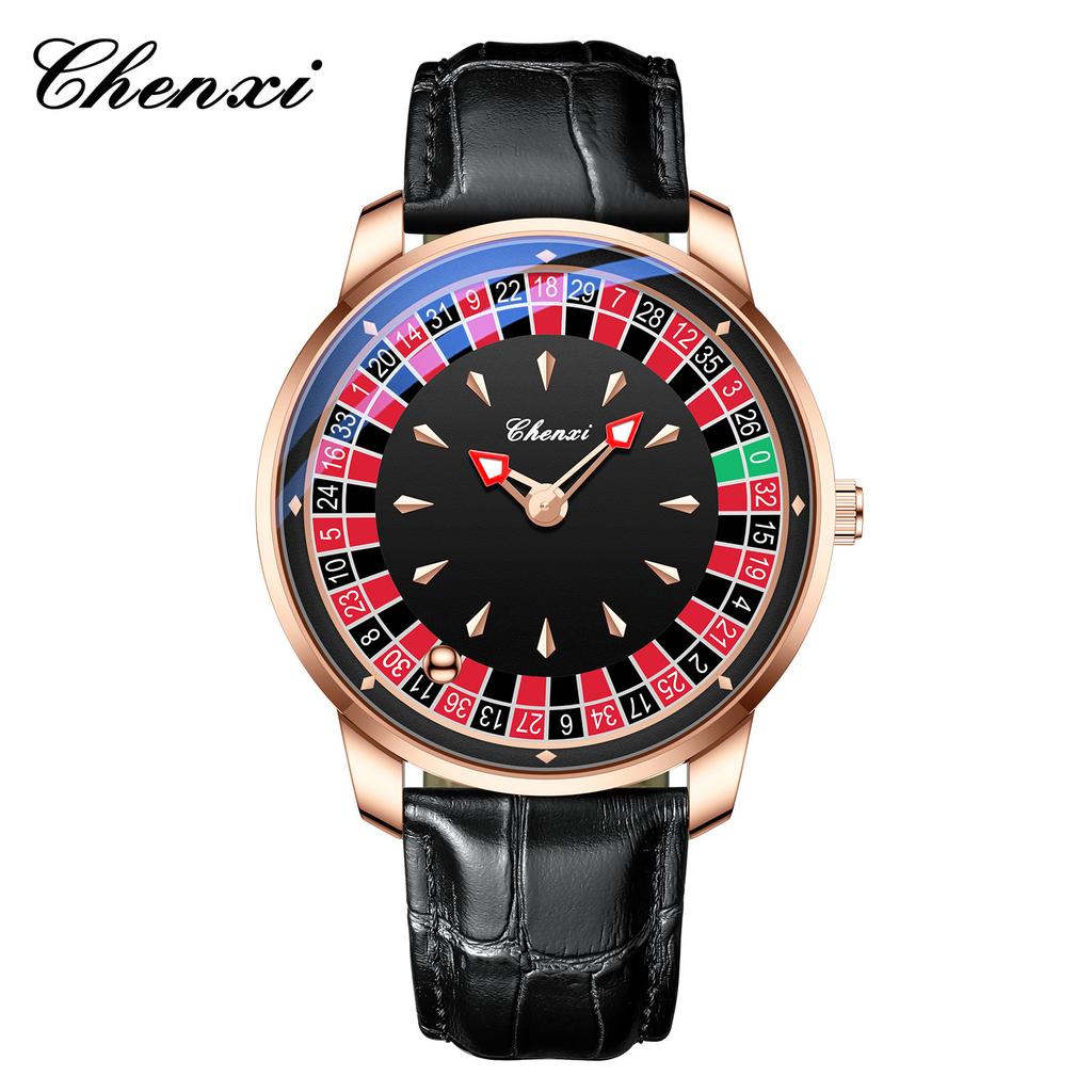 CHENXI 636 Casual Roulette Rotating Men Quartz Watch 3ATM Waterproof Luminous Hands Male Wristwatch Reloj Hombre (Without a Box)