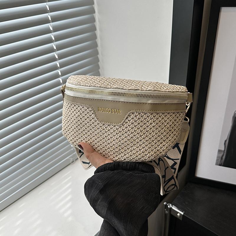 

Женская поясная сумка кожаная плетеная из соломы нагрудная сумка для путешествий повседневная на плечо кроссбоди сумки для женщин летняя поясная сумка кошелек 24.5x0.5x15.5cm белый