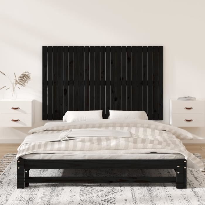VidaXL Wall-mounted Headboard Black 147x3x90 Cm Solid Pine Wood 824897