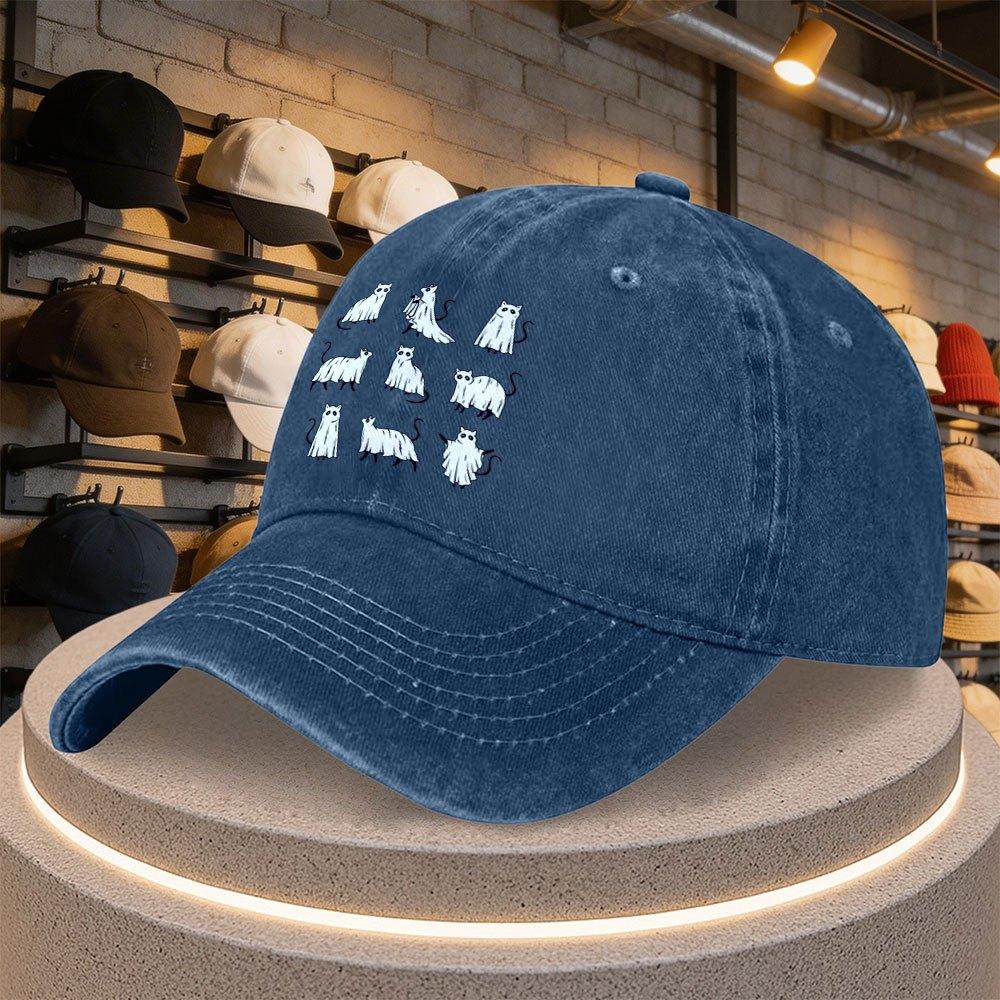 Adjustable Duckbill Baseball Cap With Cat Print Casual Outdoor Party Daily Wear Hat Hand Washable Multicolor