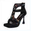 Shoes Female 2025 Hot Sale Back Zipper Women's Sandals Fashion Crystal Party Best Seller Summer Open Toe Heeled Sandals Zapatos