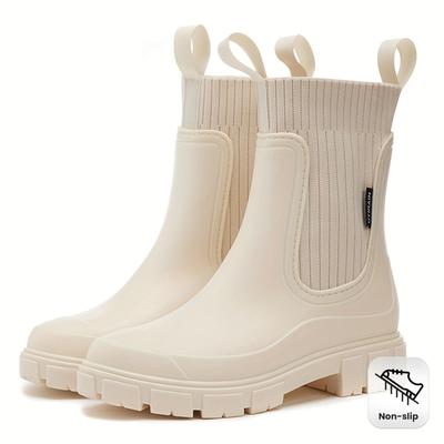 Botas de Lluvia para Mujer - Suela Gruesa Antideslizante, Interior y Plantilla de Tejido Cómodo, Calzado Exterior Versátil para Atuendo Casual