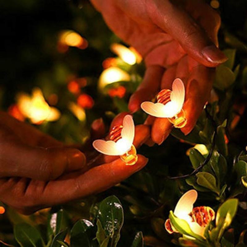 20/30/50/100 LED Solar Bee String Lights DIY Outdoor Waterproof Lamps Lawn Garden Decoration Flashing Lights Wedding Fairy Lights