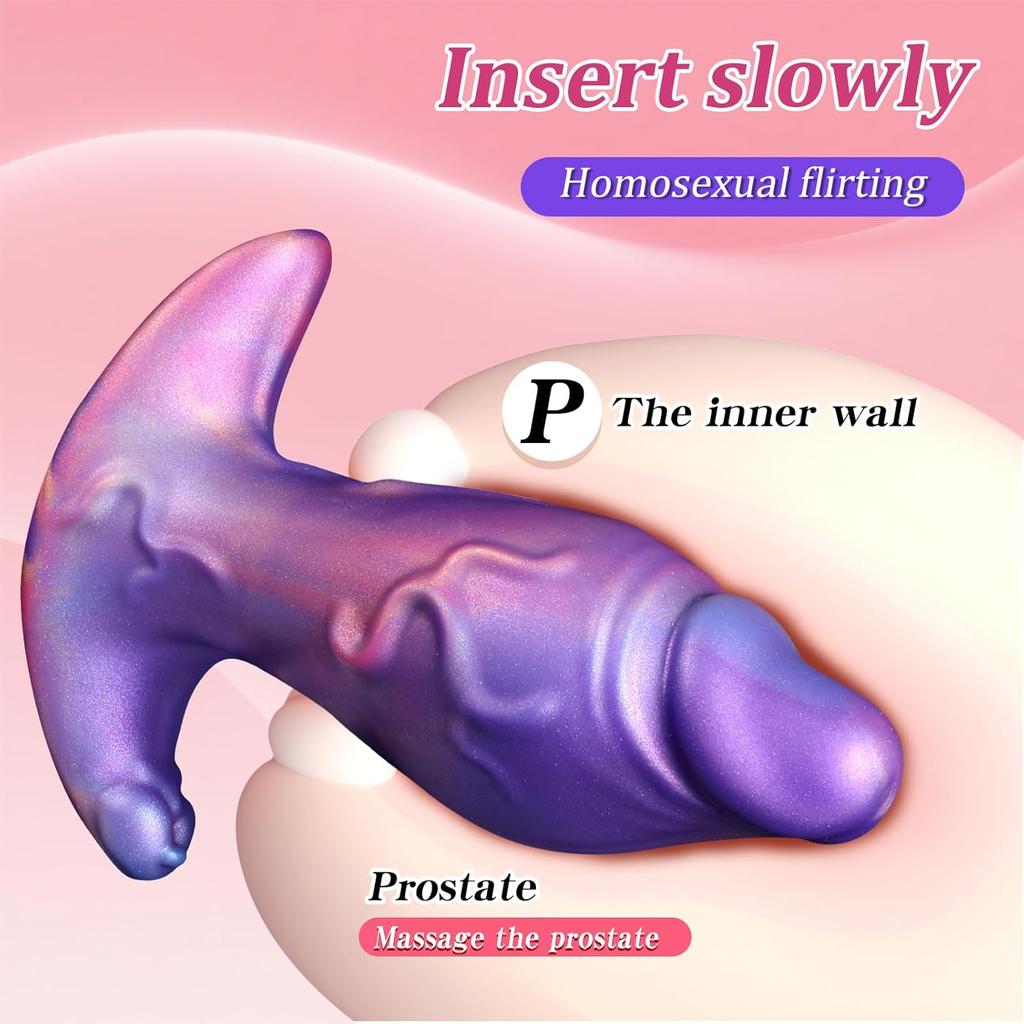 Big Head Sex Toys Anal Plug for Adults,Premium Liquid Silicone Colorful Flexible G Spot Clitoral Vagina Anal Toy for Women Men Couples.(S)