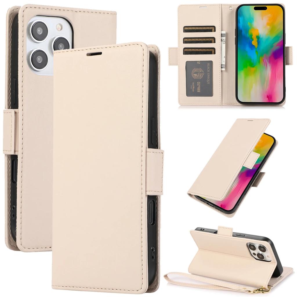 Kickstand Leather Wrist Strap Wallet with Card Holder Phone Case for iPhone 16 15 14 13 12 11 Pro Max X XS XR 7 8 Plus Cover