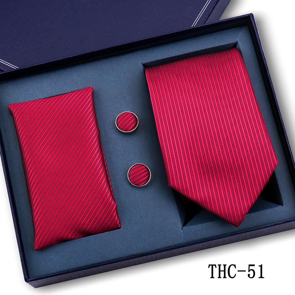 Men'S Business Tie Pocket Square Scarf Gift Box Set Formal Wedding Professional Shirt Trendy Tie Worker