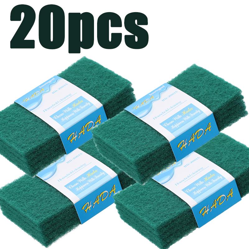 5/10/20PC Double Sided Scouring Scrub Pad Household Kitchen Oil Removal Dishwashing Pot Pads Green Reusable Cleaning Dishcloth