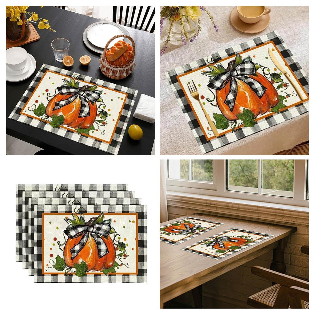 Autumn Pumpkin Dish Placemats For Kitchen Countertops Kitchen Accessories Dish Placemats Washable And Dollies for End Tables
