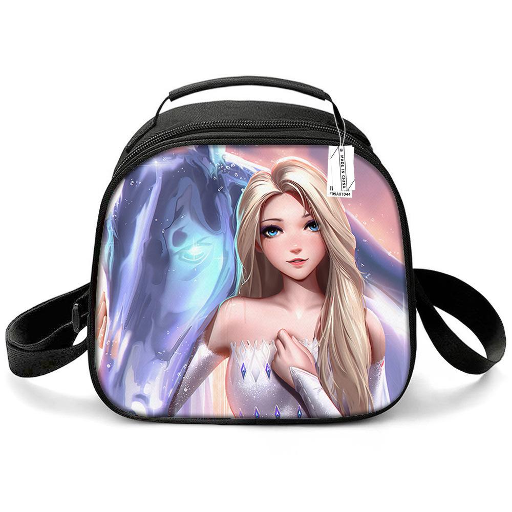 Princess Elsa Cartoon Cute Lightweight Small Meal Bag Elementary School Lunch Box Bento Bag Student Lunch Box