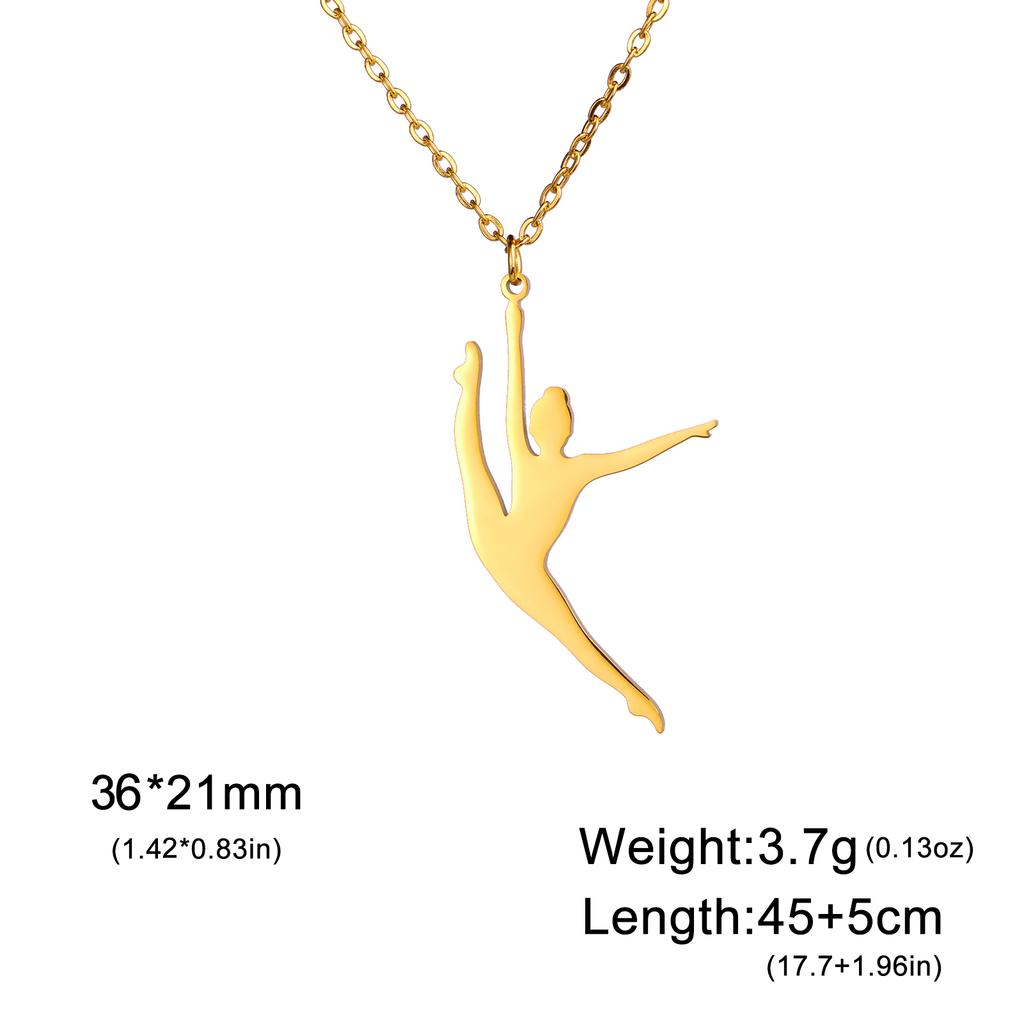 Teamer Gymnastics Design Necklace for Women Girls Fashion Sports Pendant Stainless Steel Jewelry Dancer Gymnast Birthday Gifts