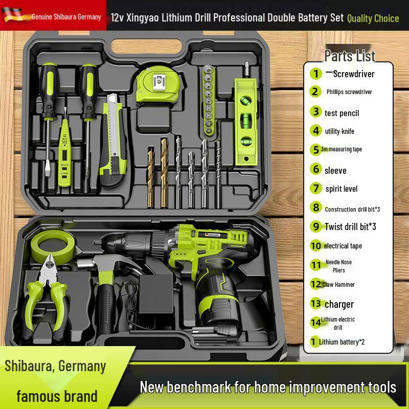 Toolbox Set: Electric Drill & Screwdriver Combo for Home Repair