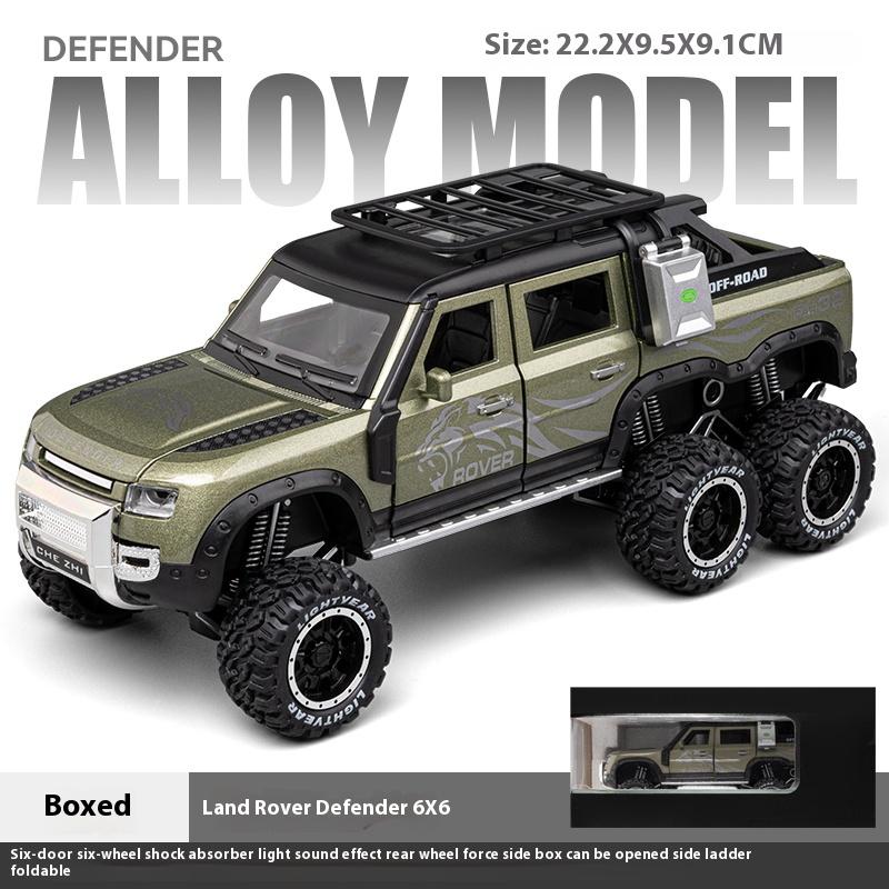 1/24 Scale Large  Land Rover Defender 6x6 Super Off Road Vehicle Alloy Diecast Model Car Sound & Light Child Toy Birthday Gift for Kids