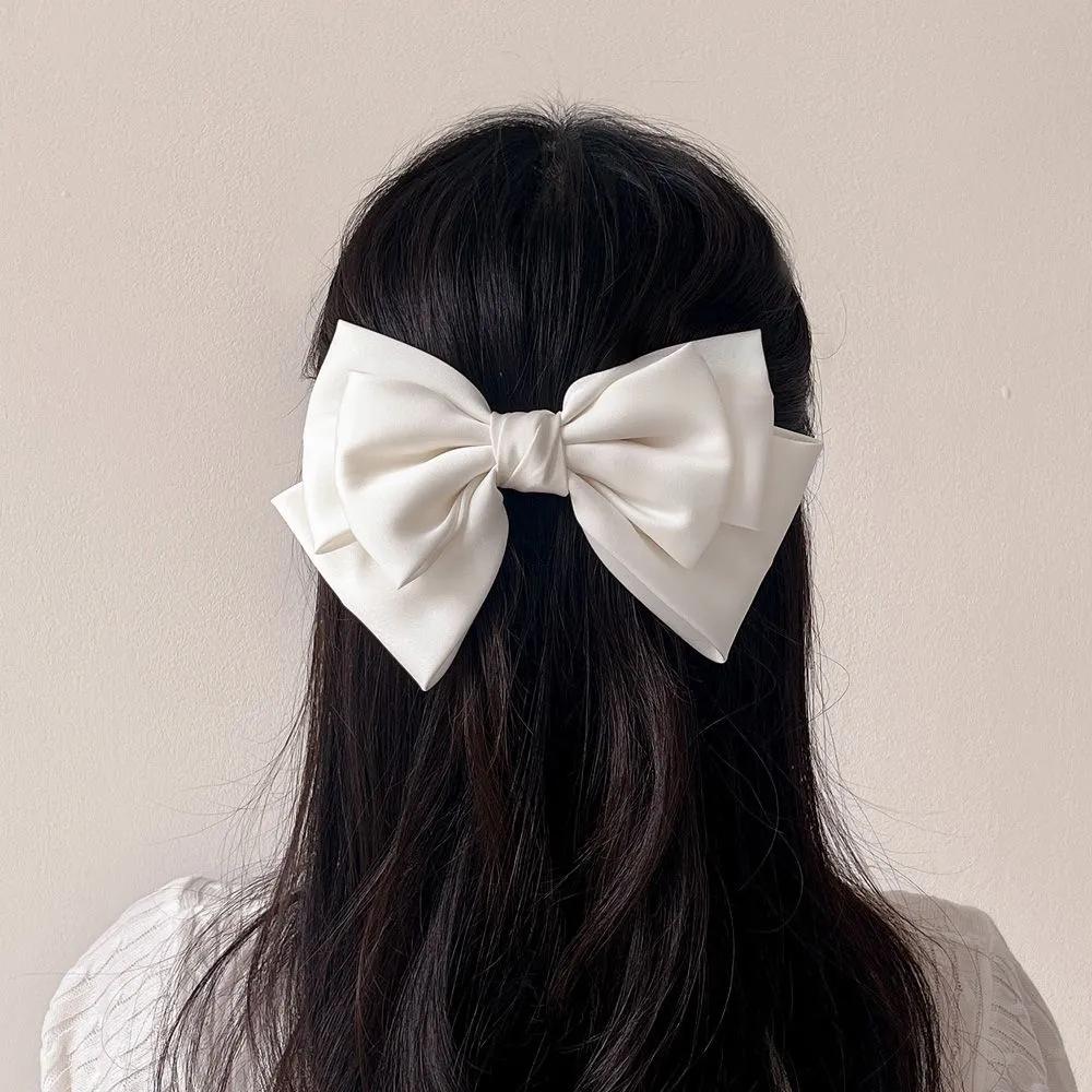 Updo hair clip, long hair hair clip, Angel Shushu silk 3-tier knot hair clip, white