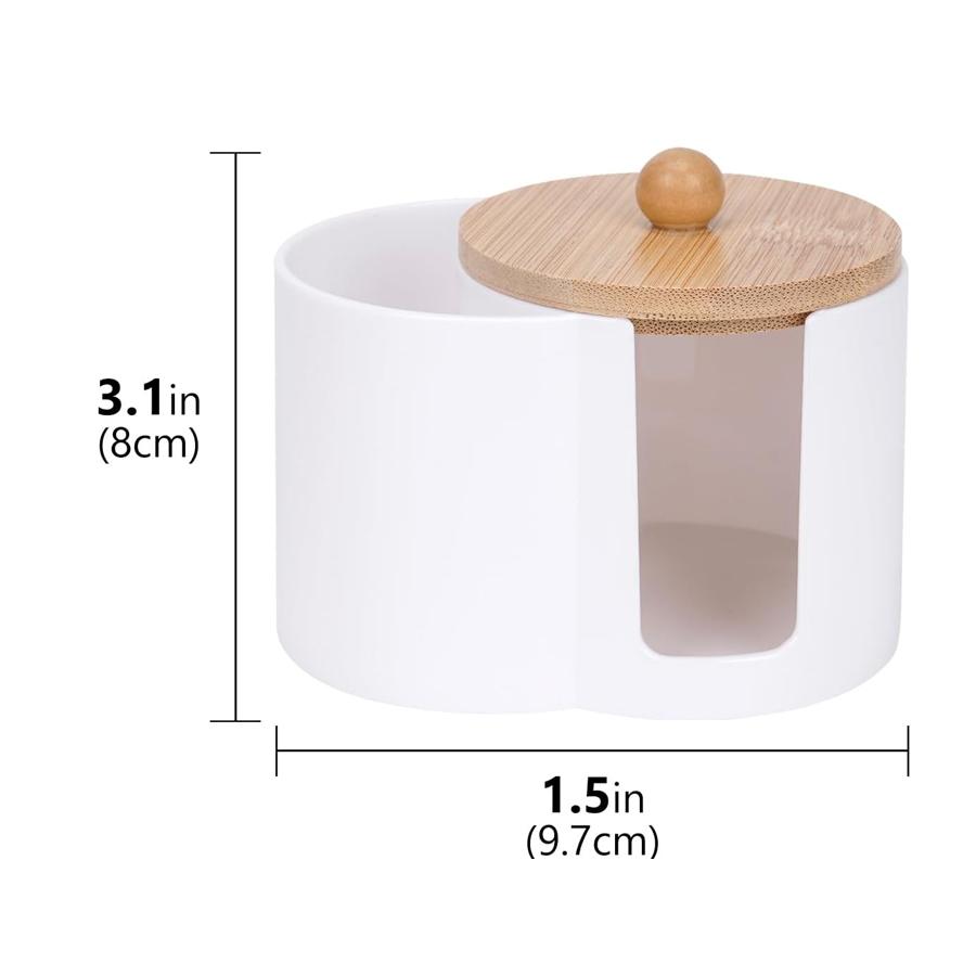 Cotton Pad and Qitp Holder, Small Plastic Cotton Swabs Dispenser with Lid, Bathroom Accessories Storage Organizer