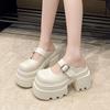10Cm heightening bag head half slippers women's 2025 spring new small slippers wearing a pedal JK muffin shoes