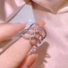 High Quality Crystal Zircon Hollow Out Butterfly Wings Ring Exaggerated Wide Newest  Silver Woman Fashion