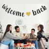 Welcome Back Banner, Returning Home Party Supplies, Happy Retirement Sign, Welcome Home Theme, Back To School Party Decorations Black Glitter