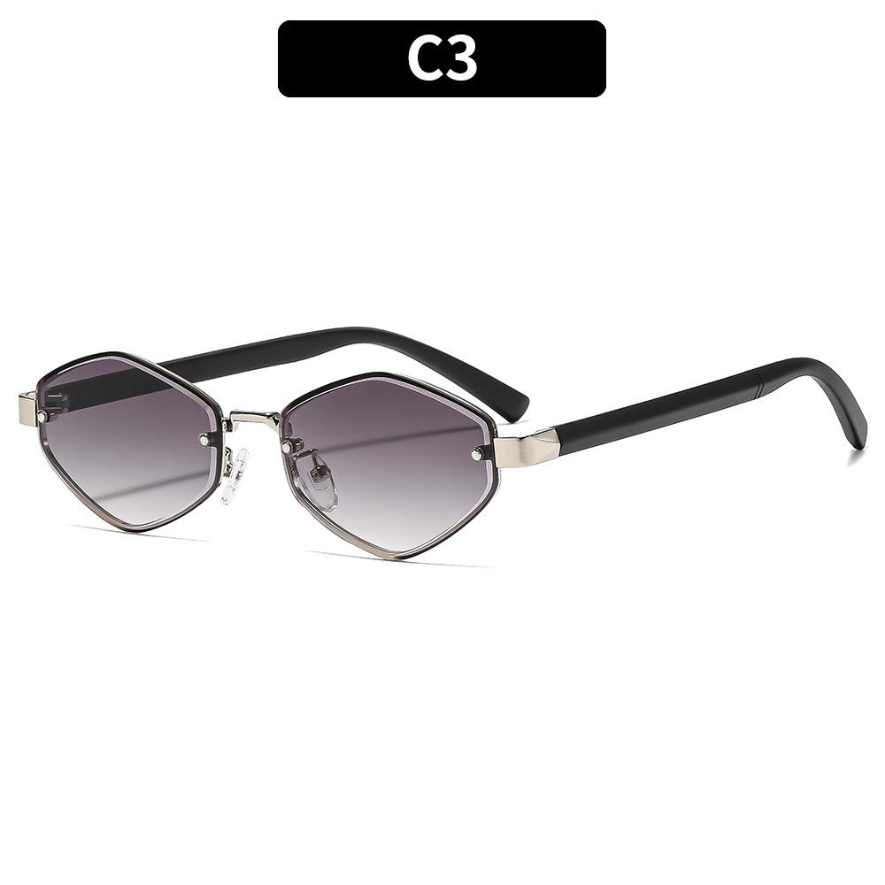 Women's sunglasses, men's and women's retro polygonal metal sunglasses