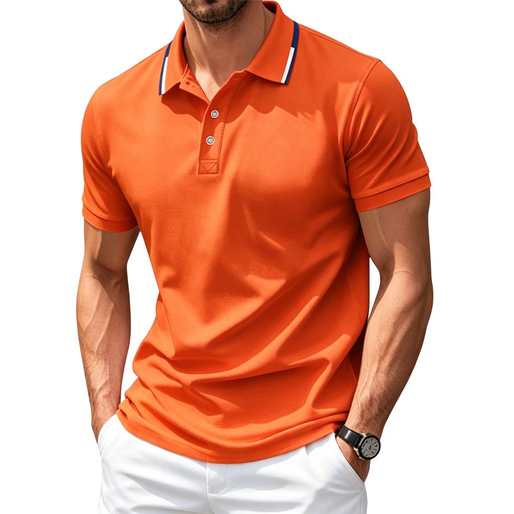 Men’s Short Sleeve Polo Shirt with Breathable Athletic Fabric Classic Turn-down Collar and Quick Dry Design for Summer Sports Casual Wear