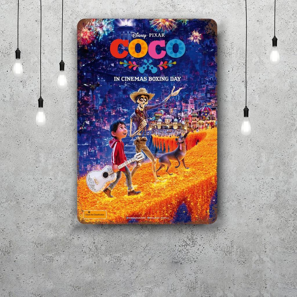 MINISO Coco Classic Poster Rusty Metal Plaque Retro Decorative Plate Bar Man Cave Garage Club Metal Sign Wall Decoration