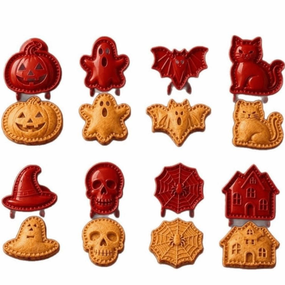 Mini Moldes para Pasteles de Mano con Temática de Otoño Recubrimiento Antiadherente Sello para Masa de Pastel Horneado de Halloween
