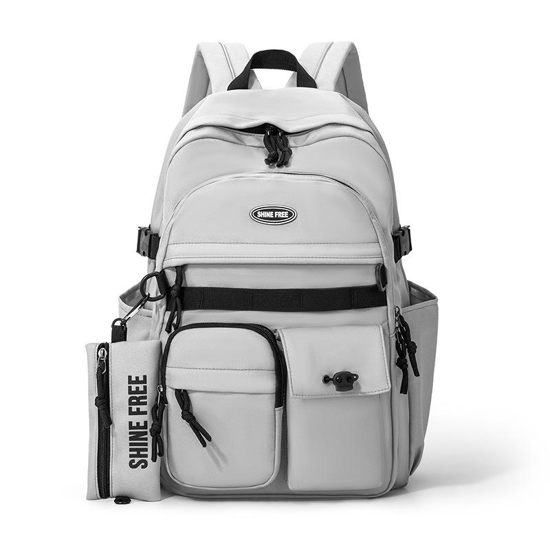 

Junior High School Student Schoolbag Women s Large Capacity Backpack Men s Campus Backpack сірий